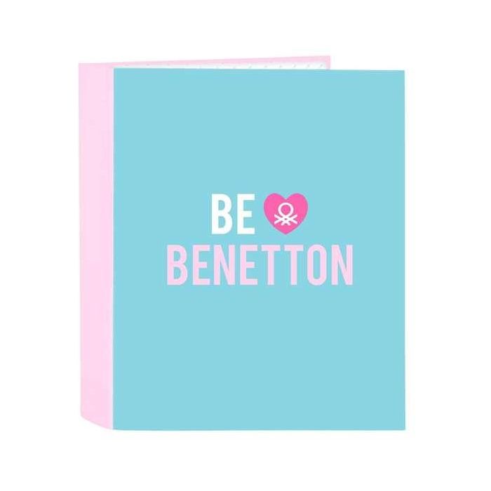 Carpeta de anillas Benetton Unique Rosa Turquesa A4 27 x 33 x 6 cm 1