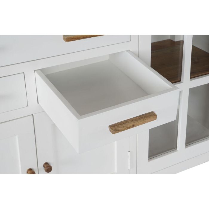 DKD Home Decor Buffet Urban Colección Daniela 3 Cajones 2 Puertas 2 Estanterías Madera Mango Acacia Cristal Blanco Marrón 180x45x90 cm 6