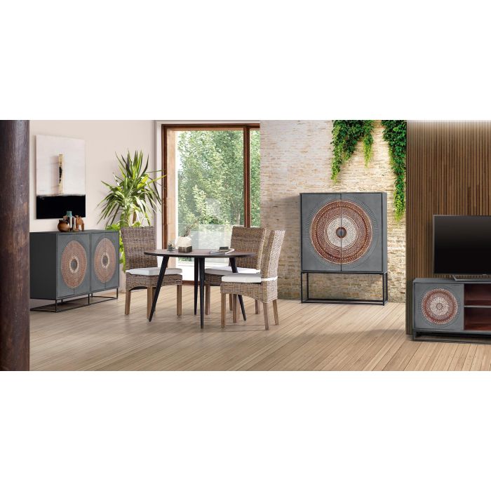 Giner y Colomer Aparador Madera de Mango Pata Metal Gris Marrón 142 cm 4 Giner y Colomer Aparador Madera de Mango Pata Metal Gris Marrón 142 cm 4