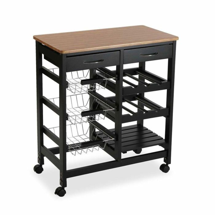 Carrito Verdulero Versa BK Madera MDF (37 x 76 x 66 cm) Carrito Verdulero Versa BK Madera MDF (37 x 76 x 66 cm)