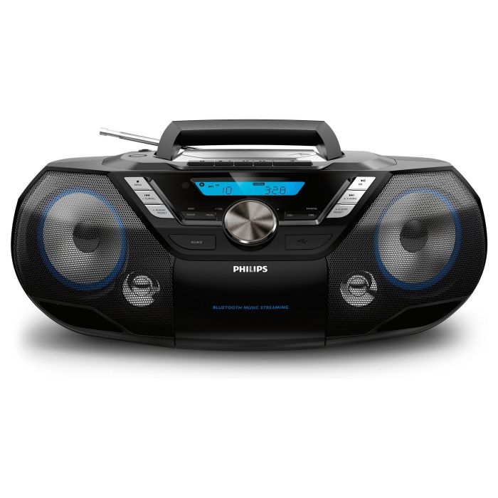 Philips CD Soundmachine Radio Portátil AZB798T/12 Ghettoblaster con CD, Cassette, Radio DAB/DAB+/FM, Bluetooth, USB y Mando a Distancia - Negro