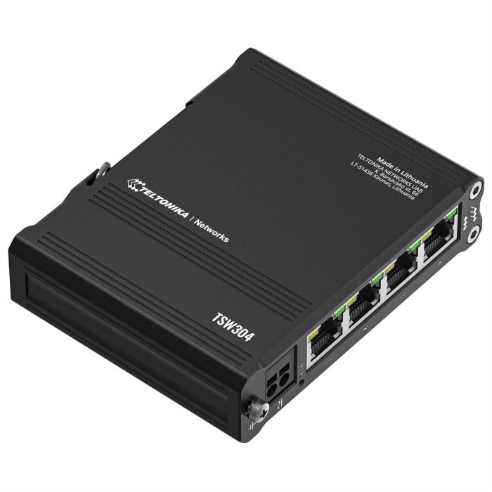 Teltonika Networks Integrated DIN rail bracket and surface mounting options, 102 x 25 x 81.5 mm, 4 x Gigabit Ethernet with speeds of up to 1000 Mbps, 7-57 V Wide range of supported power supply voltages Teltonika Networks Integrated DIN rail bracket and surface mounting options, 102 x 25 x 81.5 mm, 4 x Gigabit Ethernet with speeds of up to 1000 Mbps, 7-57 V Wide range of supported power supply voltages