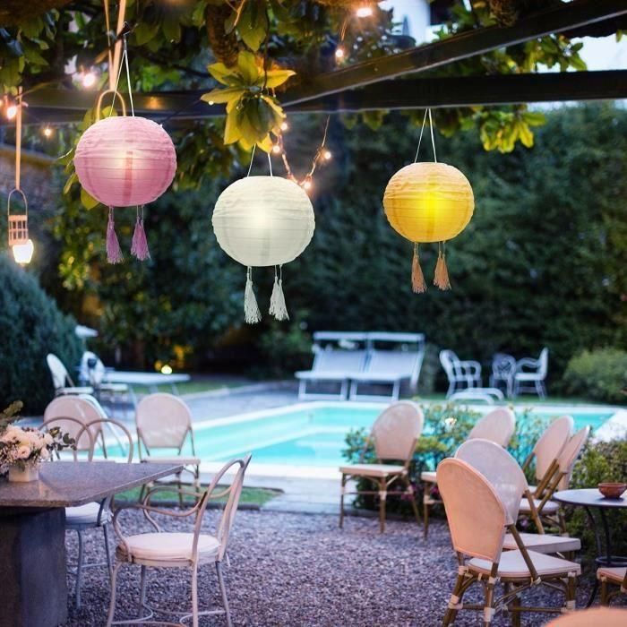 Lumisky LUM3760093541794 - Juego de 3 Faroles Solares SHANGRI LA H20 cm - Rosa, Crema, Naranja - Luz LED Blanco Cálido 2 Lumisky LUM3760093541794 - Juego de 3 Faroles Solares SHANGRI LA H20 cm - Rosa, Crema, Naranja - Luz LED Blanco Cálido 2
