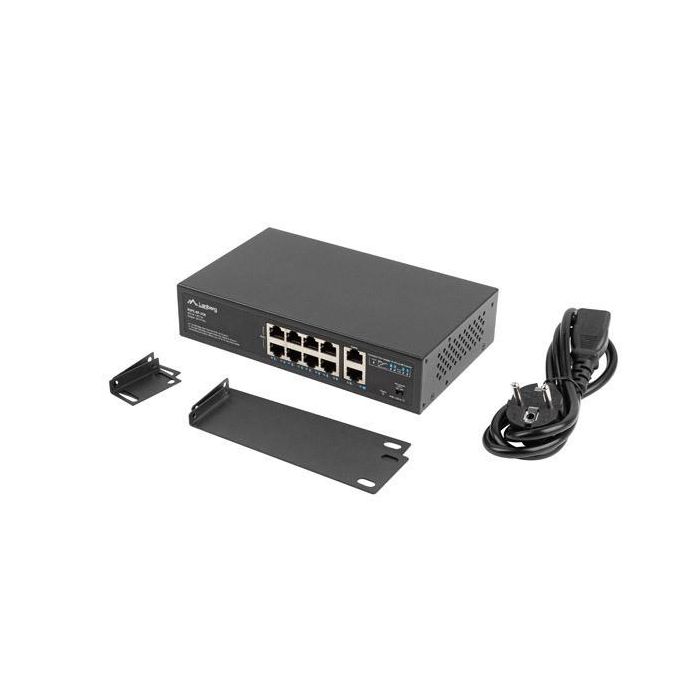 Lanberg RSFE-8P-2GE-120 Switch No Administrado Gigabit Ethernet 10/100/1000 8 Puertos RJ-45 PoE 1U Montaje en Rack Negro 1 Lanberg RSFE-8P-2GE-120 Switch No Administrado Gigabit Ethernet 10/100/1000 8 Puertos RJ-45 PoE 1U Montaje en Rack Negro 1