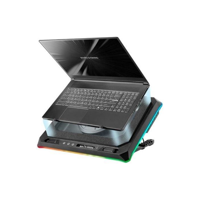 Mars Gaming MNBC-ULTRA Base Refrigeradora para Portátiles 18" - Ventilador 140mm 2400RPM, RGB, Hub USB 4P, 5 Posiciones Ajustable. 1