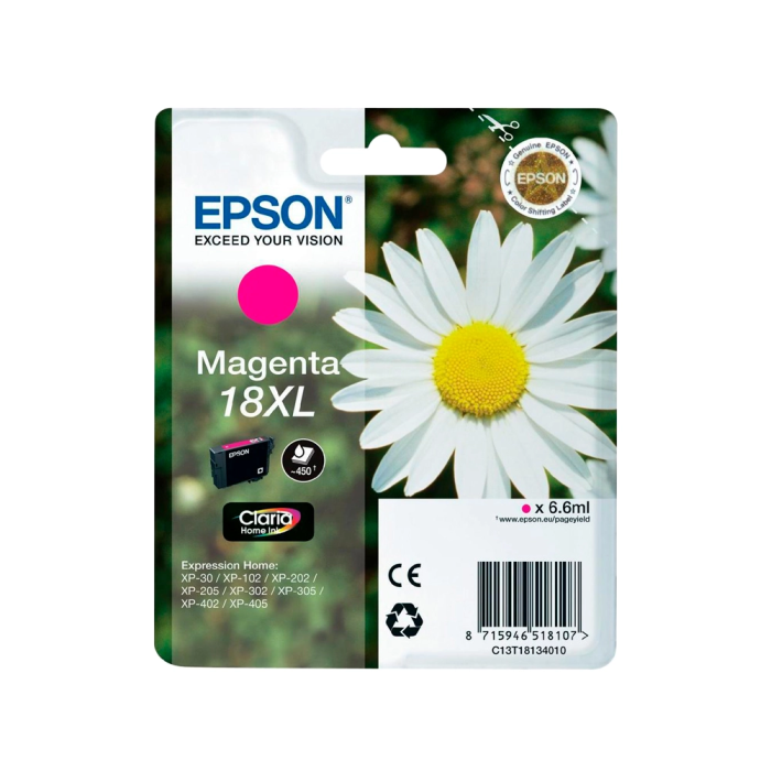 Epson Expression Home XP-102/205/215/305/405 Cartucho Magenta Alta Capacidad 18XL Epson Expression Home XP-102/205/215/305/405 Cartucho Magenta Alta Capacidad 18XL
