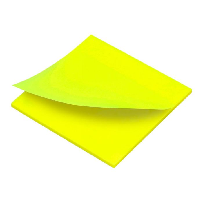 Bloc De Notas Adhesivas Quita Y Pon Q-Connect 76x76 mm Removible Plastico Translucido Amarillo Neon Con 50 Hojas 7