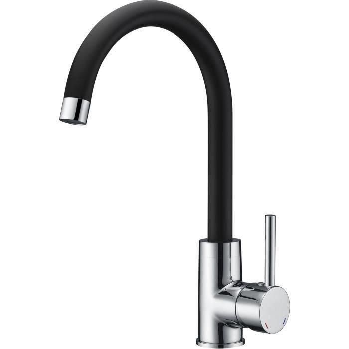 Mezclador de lavabo ILO bicolor negro y cromo