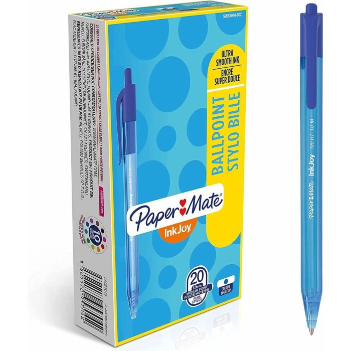 Bolígrafo Paper Mate Inkjoy 20 Piezas Azul 1 mm (36 Unidades) 1 Bolígrafo Paper Mate Inkjoy 20 Piezas Azul 1 mm (36 Unidades) 1