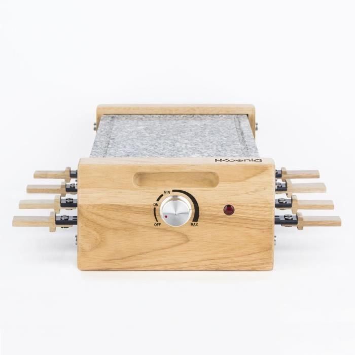 Hkoenig HKO3760124955293 Raclette/Grill para 8 personas, 1200W, superficie de cocción 38x19,5 cm, diseño de madera 2 Hkoenig HKO3760124955293 Raclette/Grill para 8 personas, 1200W, superficie de cocción 38x19,5 cm, diseño de madera 2