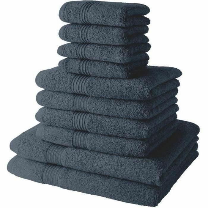 Today TOD3574641225667 - Juego 10 Toallas de Baño 100% Algodón: 4 (30x50), 4 (50x90), 2 (70x130 cm) - Denim