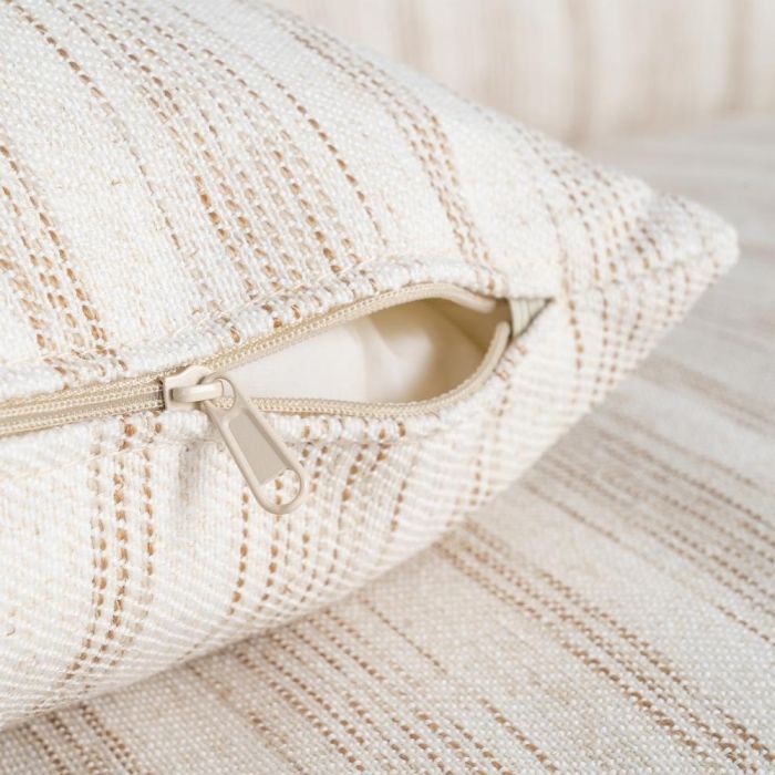 Sofá 4 Plazas Rayas Crema Tejido 282 X 101 X 71 cm