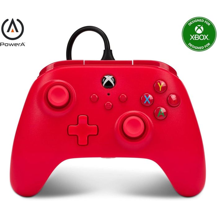 Power A Mando con Cable Xbox Series X|S Rojo 1519366-01 Dual Rumble Motors Impulse Triggers Conector 3.5mm Windows 10/11