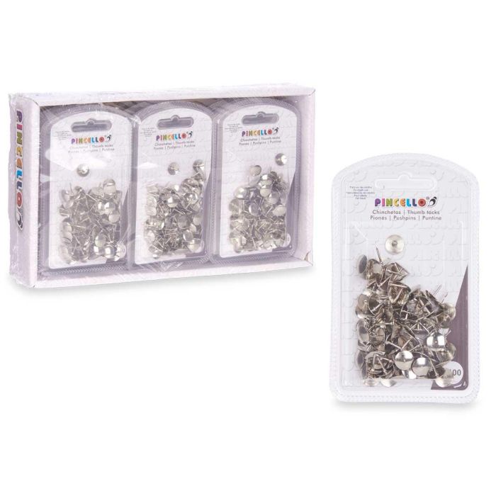 Set 100 Chinchetas Metálicas Pincello 1x11.5x1.5 cm (24 Unidades) 2 Set 100 Chinchetas Metálicas Pincello 1x11.5x1.5 cm (24 Unidades) 2