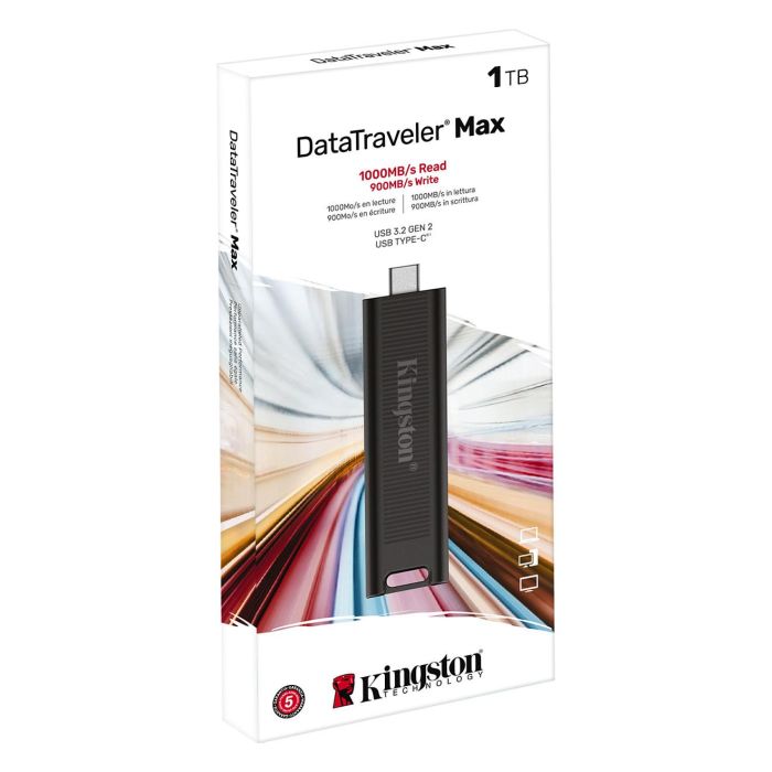 Kingston DataTraveler Max USB-C 3.2 1TB Negro 1000MB/s Lectura 900MB/s Escritura 17