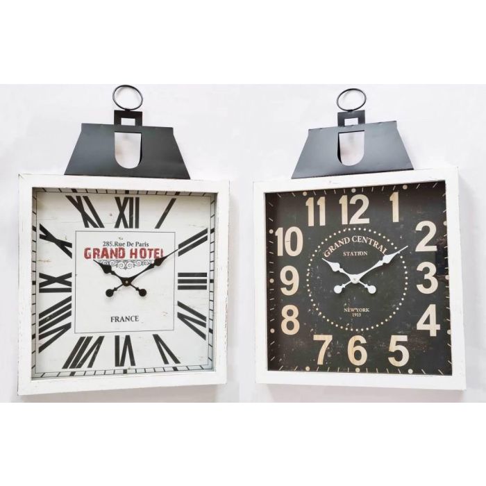 DKD Home Decor Reloj de Pared Tradicional Blanco Negro 60 x 89 x 6 cm (2 Unidades)