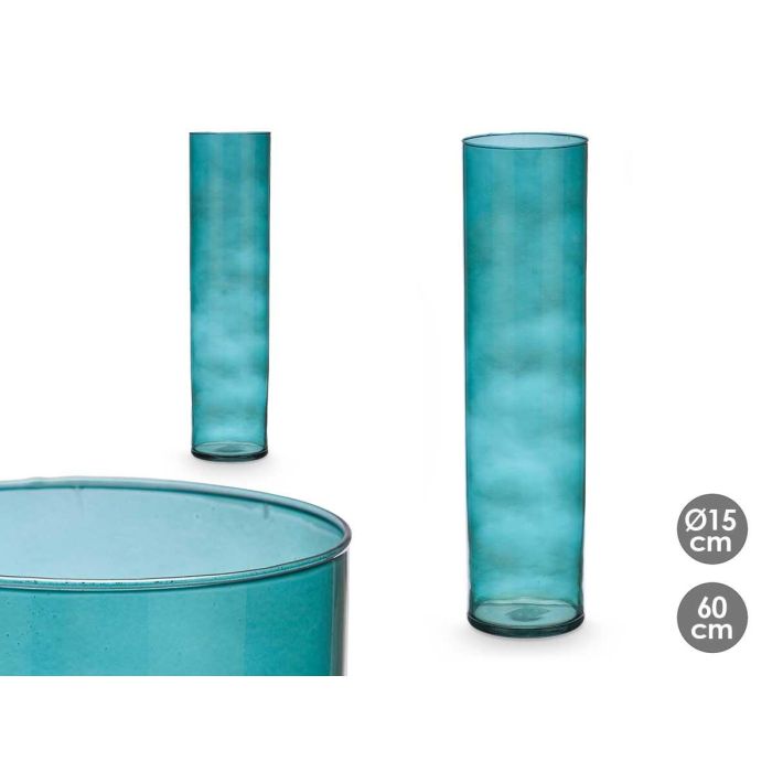 Jarrón de Cristal Cilíndrico Turquesa - 15 cm diámetro x 60 cm alto - Giftdecor Jarrón de Cristal Cilíndrico Turquesa - 15 cm diámetro x 60 cm alto - Giftdecor