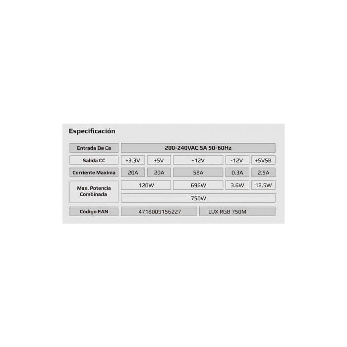 Fuente de Alimentación Aerocool LUX RGB 750M/ 750W/ Ventilador 12cm/ 80 Plus Bronze