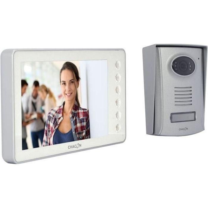 Chacon Videoteléfono de 2 Hilos con Pantalla a Color de 7 Pulgadas - Blanco, para Uso Interior y Exterior, Protección IP44 Chacon Videoteléfono de 2 Hilos con Pantalla a Color de 7 Pulgadas - Blanco, para Uso Interior y Exterior, Protección IP44