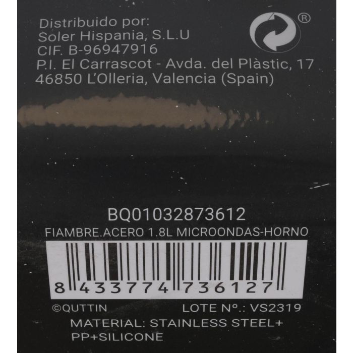 Fiambrera Hermética Quttin Rectangular Acero Inoxidable Plateado Acero 1,8 L 23 x 18 x 9 cm 13