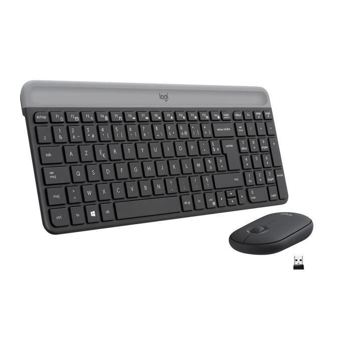 Logitech - MK470 Ultra-Slim Wireless Keyboard + Mouse y Silent Wireless System - Diseño compacto y plano - Receptor USB de 2,4 GHz