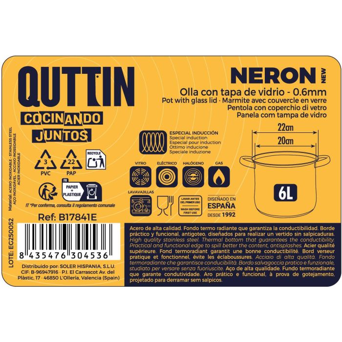 Inde Olla Acero Inoxidable con Tapa "New Neron" 22 cm 6 Litros 2