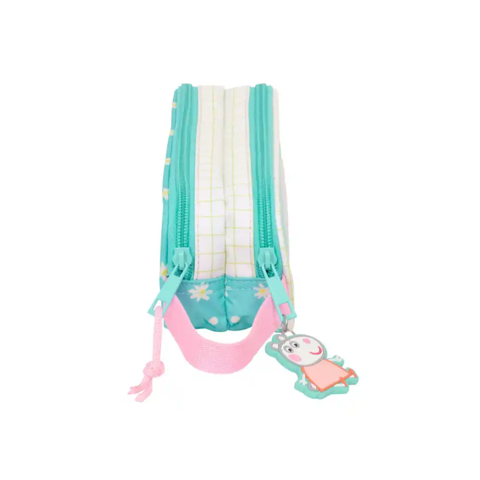 Portatodo Doble Peppa Pig Pretty flowers Amarillo Menta 21 x 8 x 6 cm 2