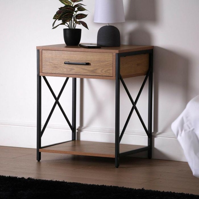 Mesilla de Noche Oscura Hermi Versa 40x60 cm - Madera, Metal, PVC 4 Mesilla de Noche Oscura Hermi Versa 40x60 cm - Madera, Metal, PVC 4