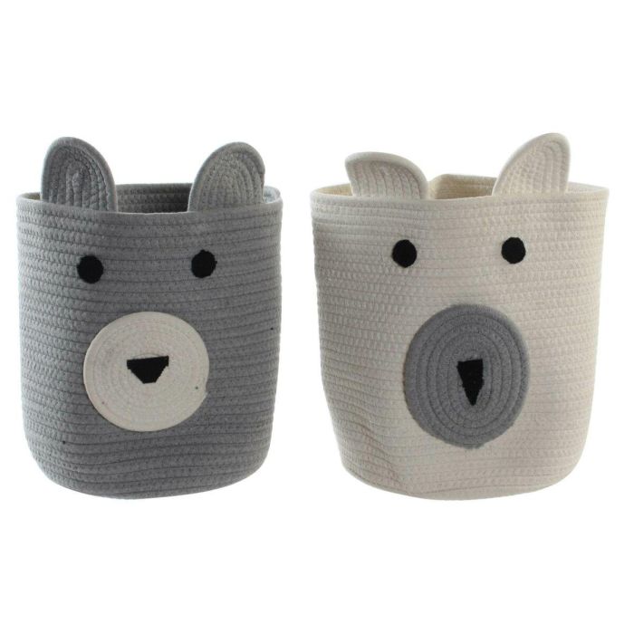 Cesta Decorativa DKD Home Decor Blanco Gris Infantil Oso 25 x 25 x 37 cm (2 Unidades) 0 Cesta Decorativa DKD Home Decor Blanco Gris Infantil Oso 25 x 25 x 37 cm (2 Unidades) 0
