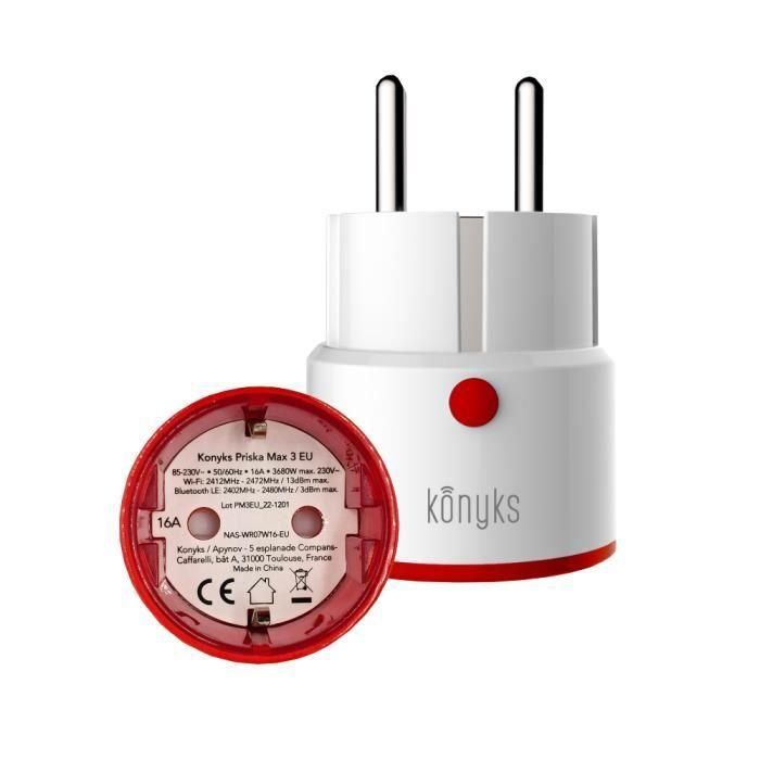 Toma conectada - KONYKS - Priska - Max 3 EU - Wifi + Bt - 16 A - Contador de consumo - Compatible con Alexa / Google Home 1 Toma conectada - KONYKS - Priska - Max 3 EU - Wifi + Bt - 16 A - Contador de consumo - Compatible con Alexa / Google Home 1