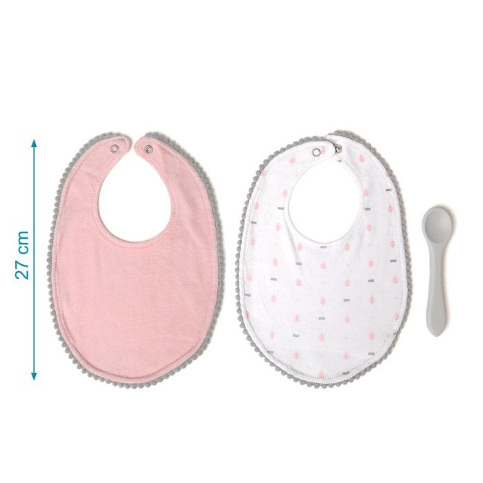 Set Rosa De Dos Baberos Y Cuchara Rosa 2 Set Rosa De Dos Baberos Y Cuchara Rosa 2