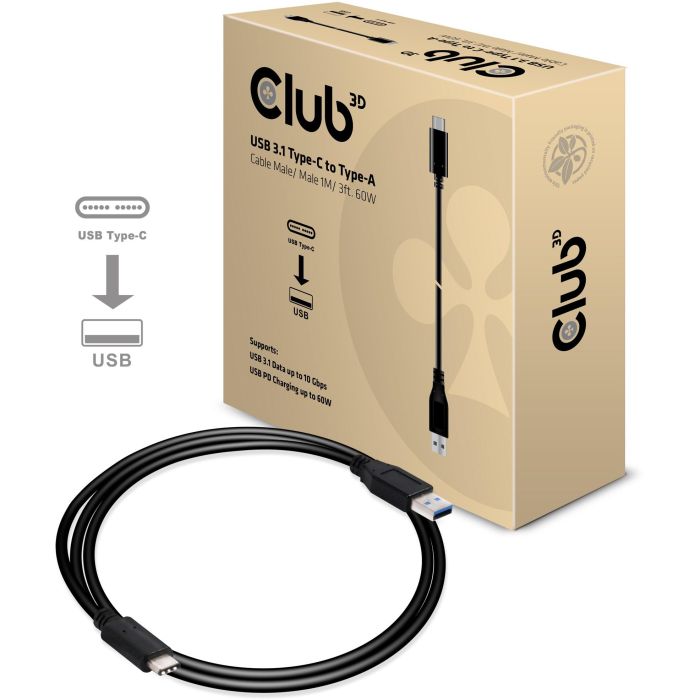 Club3D Kabel USB 3.1 Typ C <> Typ A PowerDeliv. 1m St/St 3