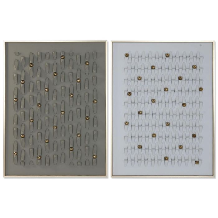 DKD Home Decor Cuadro Abstracto Estilo Urban Lienzo y PS Verde Gris 120x90 cm Profundidad 3.5 cm Set de 2 Unidades