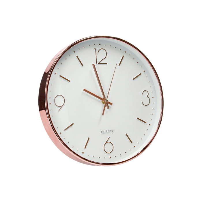 Q-connect Reloj de Pared Metálico Redondo 30.5 cm Movimiento Silencioso Rosa Dorado 3