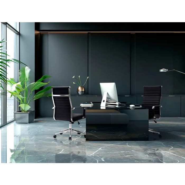 Q-connect Silla de Dirección Bosa Simil Piel Premium, Negro, Altura Máx. 1130mm, Ancho 550mm, Profundidad 630mm 12