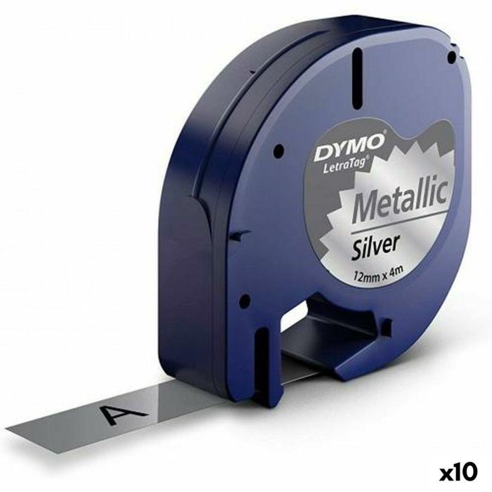 Cinta Laminada para Rotuladoras Dymo 91208 LetraTag® Negro Plata 12 mm (10 Unidades) Cinta Laminada para Rotuladoras Dymo 91208 LetraTag® Negro Plata 12 mm (10 Unidades)
