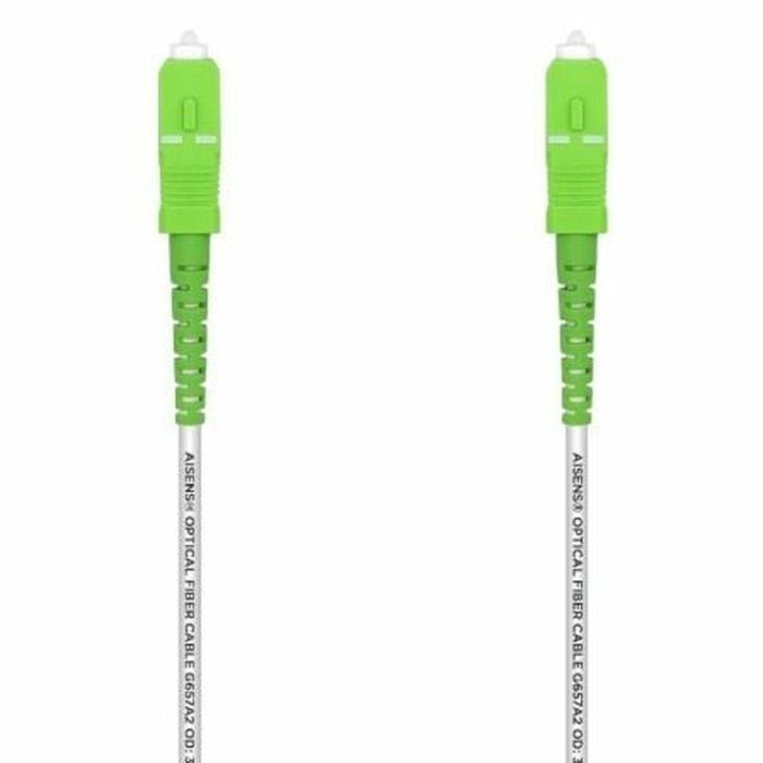 AISENS A152-0502 Cable Fibra Óptica Monomodo SC/APC G657A2 9/125µm, 40m, 3mm, 1G/10G/40G/100G Ethernet, LSZH Blanco
