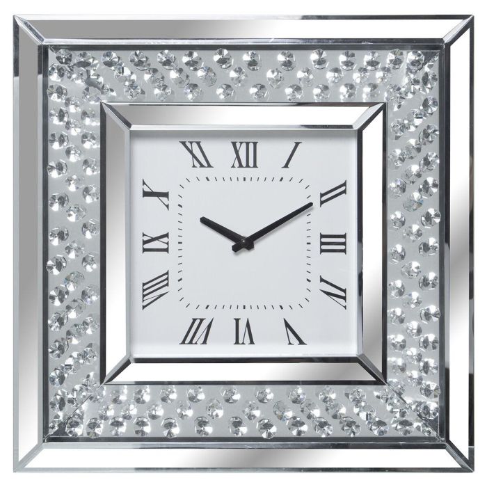 Reloj de Pared Alexandra House Living Plateado Cristal Brillantes 40 x 40 x 4 cm