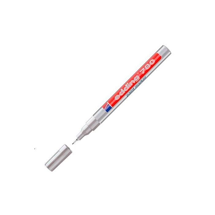 Edding Marcador Permanente 780 Plata - Punta Fina 0.8 mm para Metal, Plástico, Vidrio (Pack 10 Unidades) (10 Unidades)