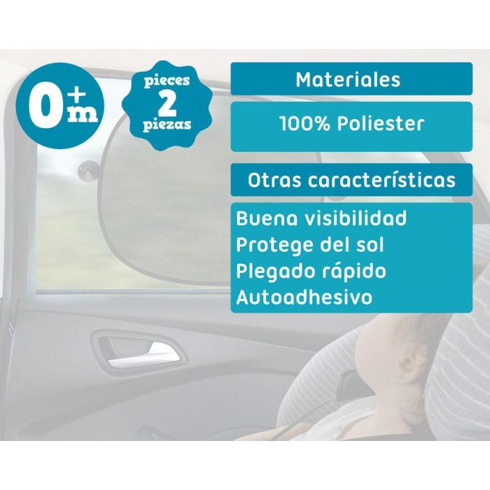 KioKids Parasol Coche Negro Protección Solar Bebé Sin Ventosa Plegable con Bolsita para Niños +0 Meses 4