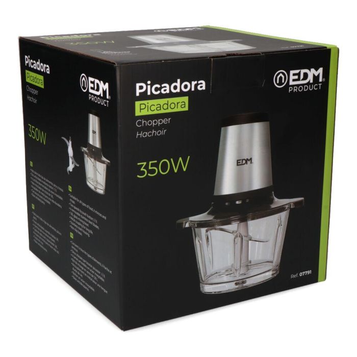 Edm Picadora de Acero Inoxidable 350W 1.8L para Alimentos con 4 Cuchillas 4
