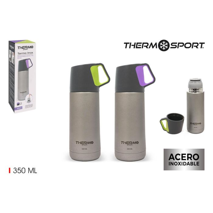 Termo Inox Mate 350 ml con Taza - Thermosport (8 Unidades) Termo Inox Mate 350 ml con Taza - Thermosport (8 Unidades)