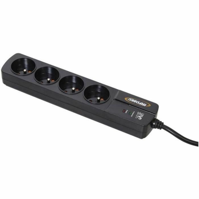 Regleta Enchufes 4 Tomas con interruptor INFOSEC S4 Black Line II Negro 1