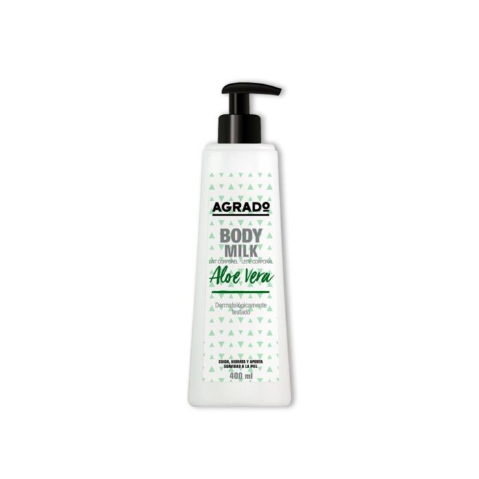 Agrado Leche Corporal Body Milk Aloe Vera Hidratante Regeneradora con Aceite Almendras Dulces para Piel Suave y Sin Irritaciones 400 mL