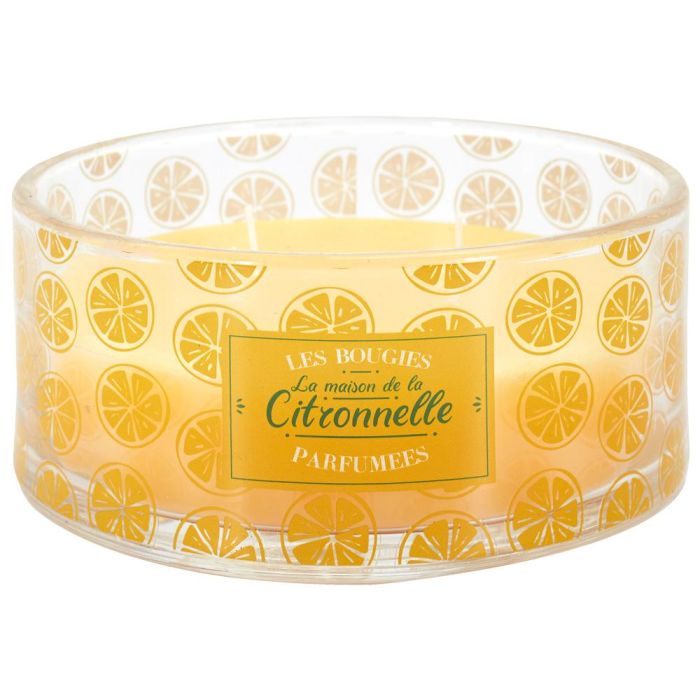 Home Deco Factory Vela Citronela Antimoustique 4 Mechas Vidrio 760g d.19cm h.7,5cm 25h 5