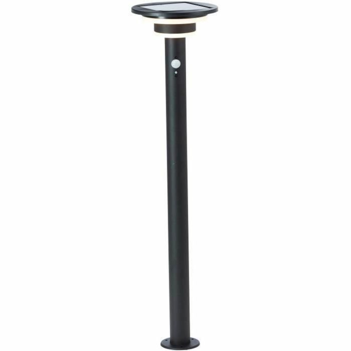 Brilliant BRI4004353437892 Poste de exterior GARVINA LED Solar con Detector de Movimiento, Acero Inoxidable y Plástico, 4W, Negro
