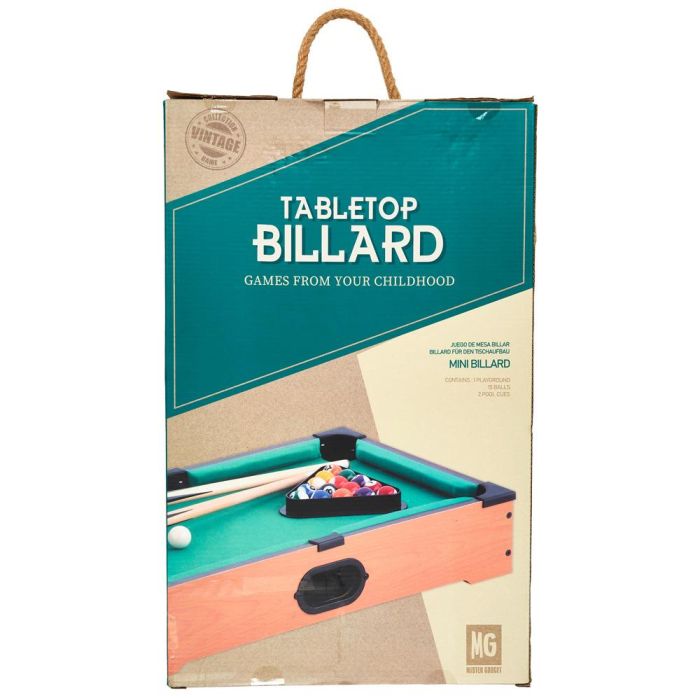 Mister Gadget Juego de Mesa Billar 51x31x10 cm con 2 Palos, 16 Bolas, Triángulo y Tiza Azul 1