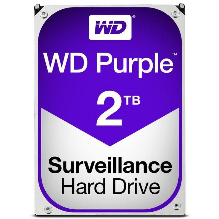 WD Purple Disco Duro 2 TB 3.5" SATA 6Gb/s 5400 RPM 64MB Cache para Vigilancia 24/7 DVR NVR Seguridad con AllFrame 4K