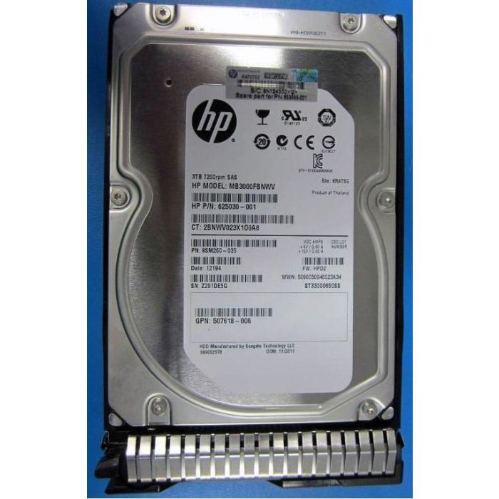 Hewlett Packard Enterprise 3TB hot-plug dual-port SAS hard disk drive - 7,200 RPM, 6Gb/sec transfer rate, 3.5-inch large form factor (LFF), Midline, SmartDrive Carrier (SC) - Not for use in MSA products 1 Hewlett Packard Enterprise 3TB hot-plug dual-port SAS hard disk drive - 7,200 RPM, 6Gb/sec transfer rate, 3.5-inch large form factor (LFF), Midline, SmartDrive Carrier (SC) - Not for use in MSA products 1