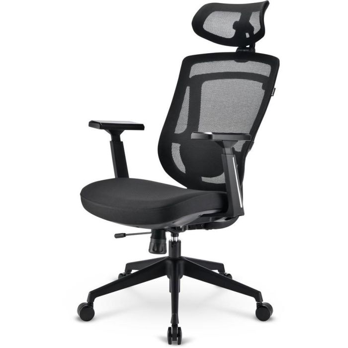 Sharkoon OfficePal C20 Silla de Oficina Ergonómica con Respaldo de Malla y Asiento Acolchado de Tela Negra